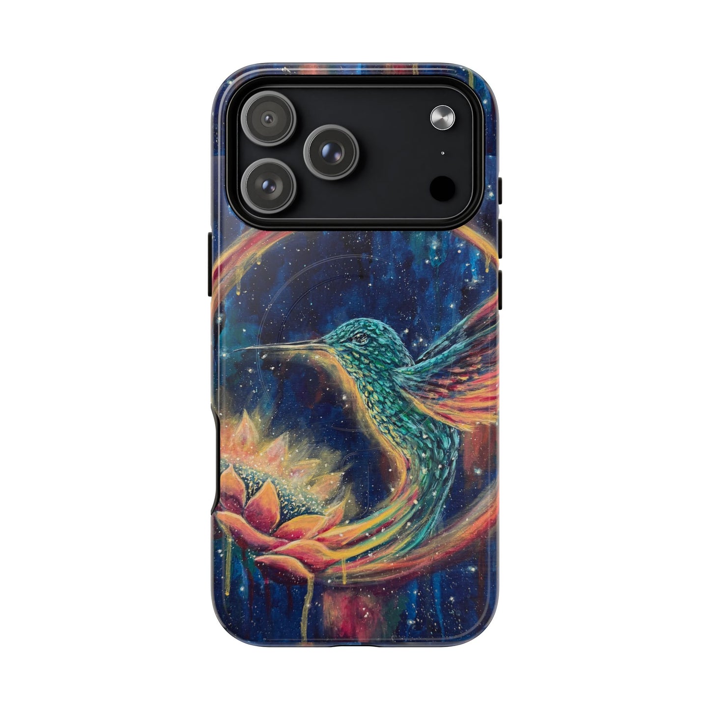 "Continuum" Hummingbird Tough Magnetic iPhone Case Multiple Sizes — Protective MagSafe Compatible Art Case