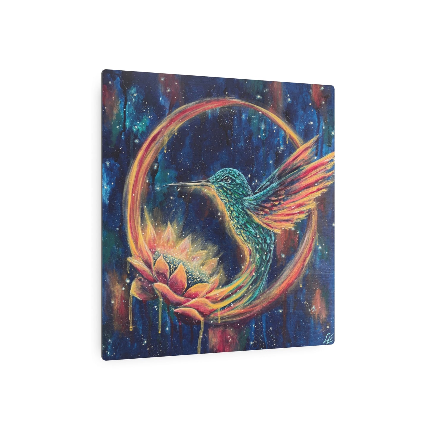 "Continuum" cosmic hummingbird Metal Art Sign