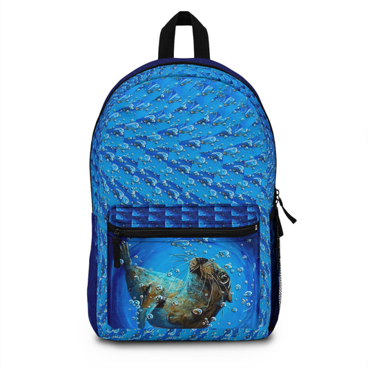 "Arthur" Sea Lion Ocean Backpack – Blue Underwater Sea Life School Bag