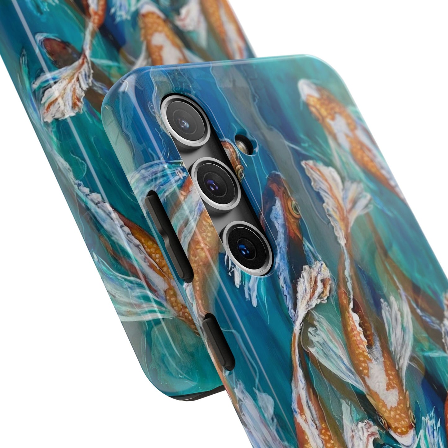 "School of Luck" Koi Pond Tough Samsung Galaxy Phone Case Multiple Sizes — Blue Teal Watercolor Fish Protective Cover