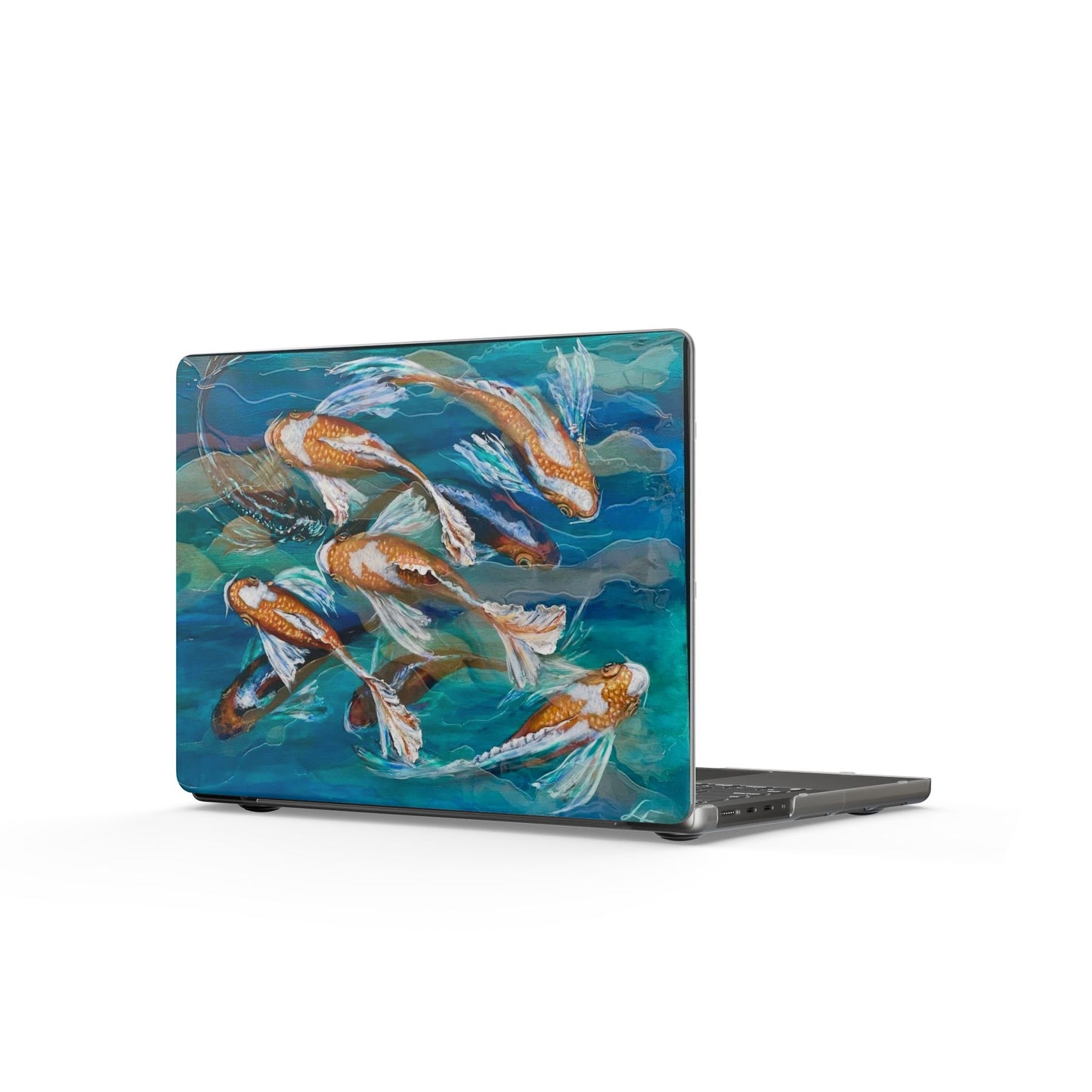 "School of Luck" Koi Fish Matte MacBook Case — Serene Blue Pond Laptop Cover
