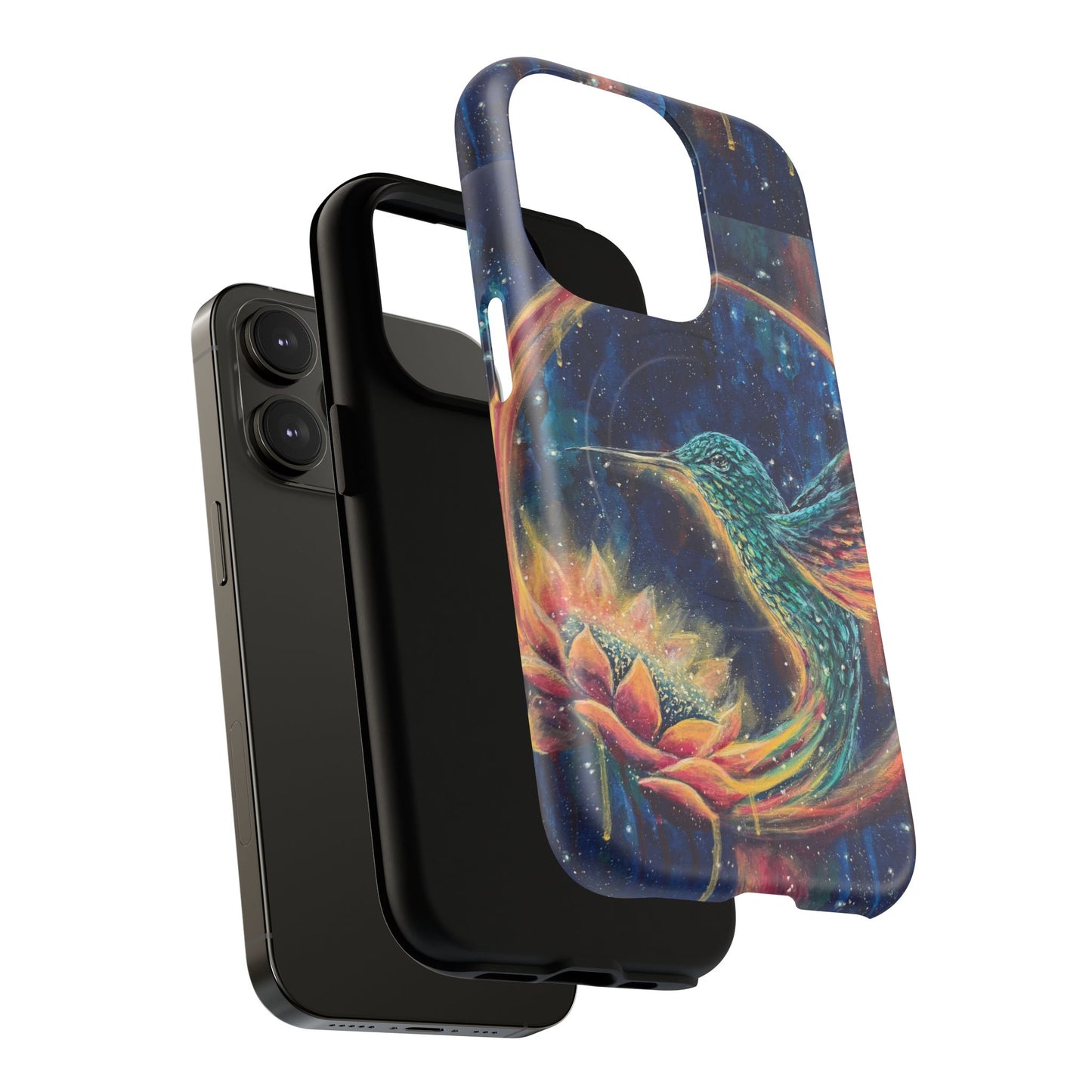 "Continuum" Hummingbird Tough Magnetic iPhone Case Multiple Sizes — Protective MagSafe Compatible Art Case