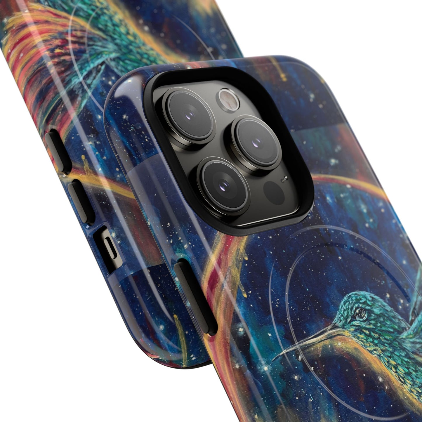 "Continuum" Hummingbird Tough Magnetic iPhone Case Multiple Sizes — Protective MagSafe Compatible Art Case