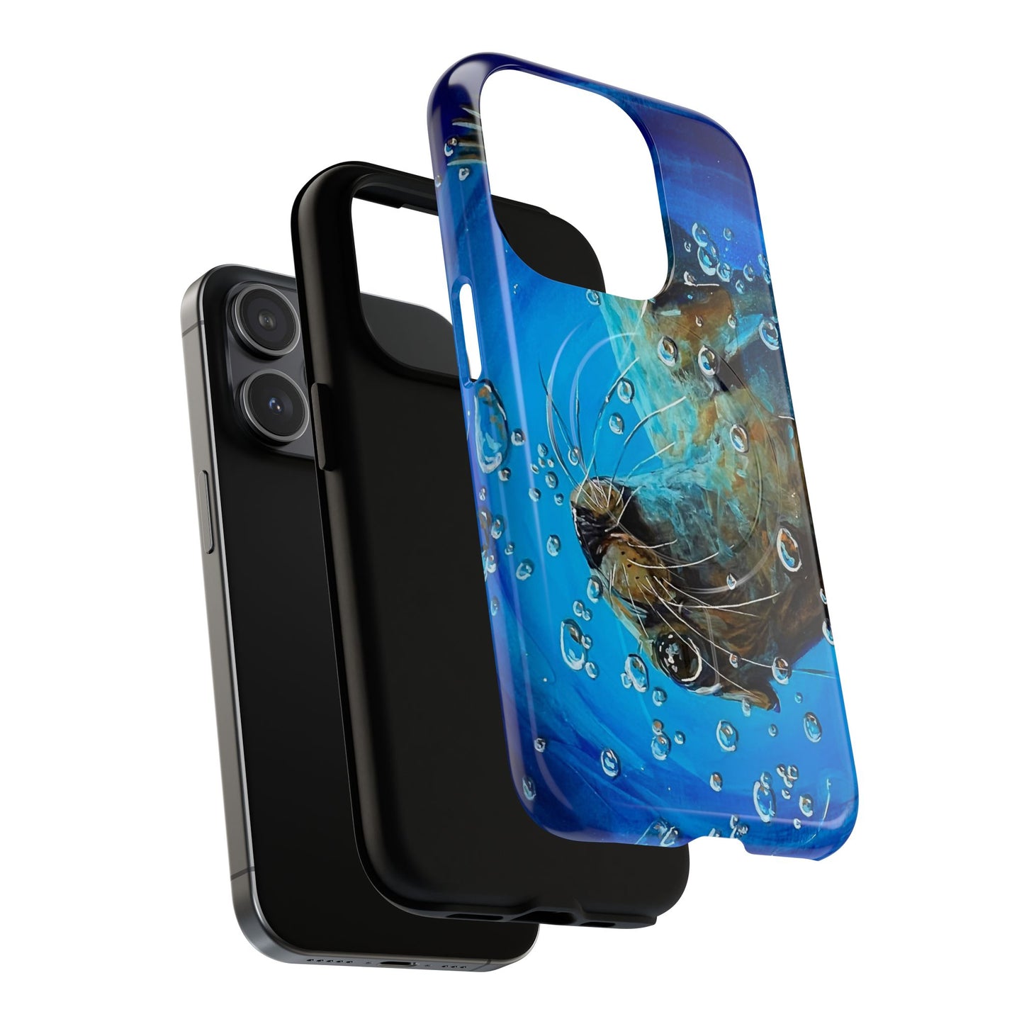 "Arthur" Sea Lion with Bubbles Tough Magnetic iPhone Case — Many sizes