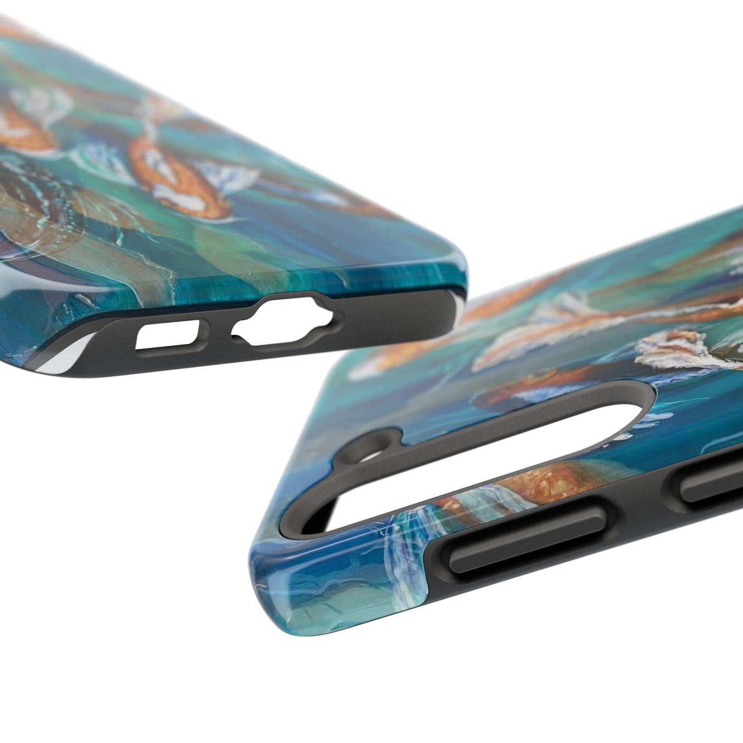 "School of Luck" Koi Pond Tough Samsung Galaxy Phone Case Multiple Sizes — Blue Teal Watercolor Fish Protective Cover
