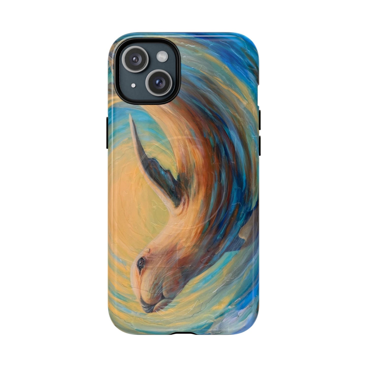 "Through Gilded Tides" Sea Lion in Wave iPhone Case Multiple Sizes| Tough Magnetic Case