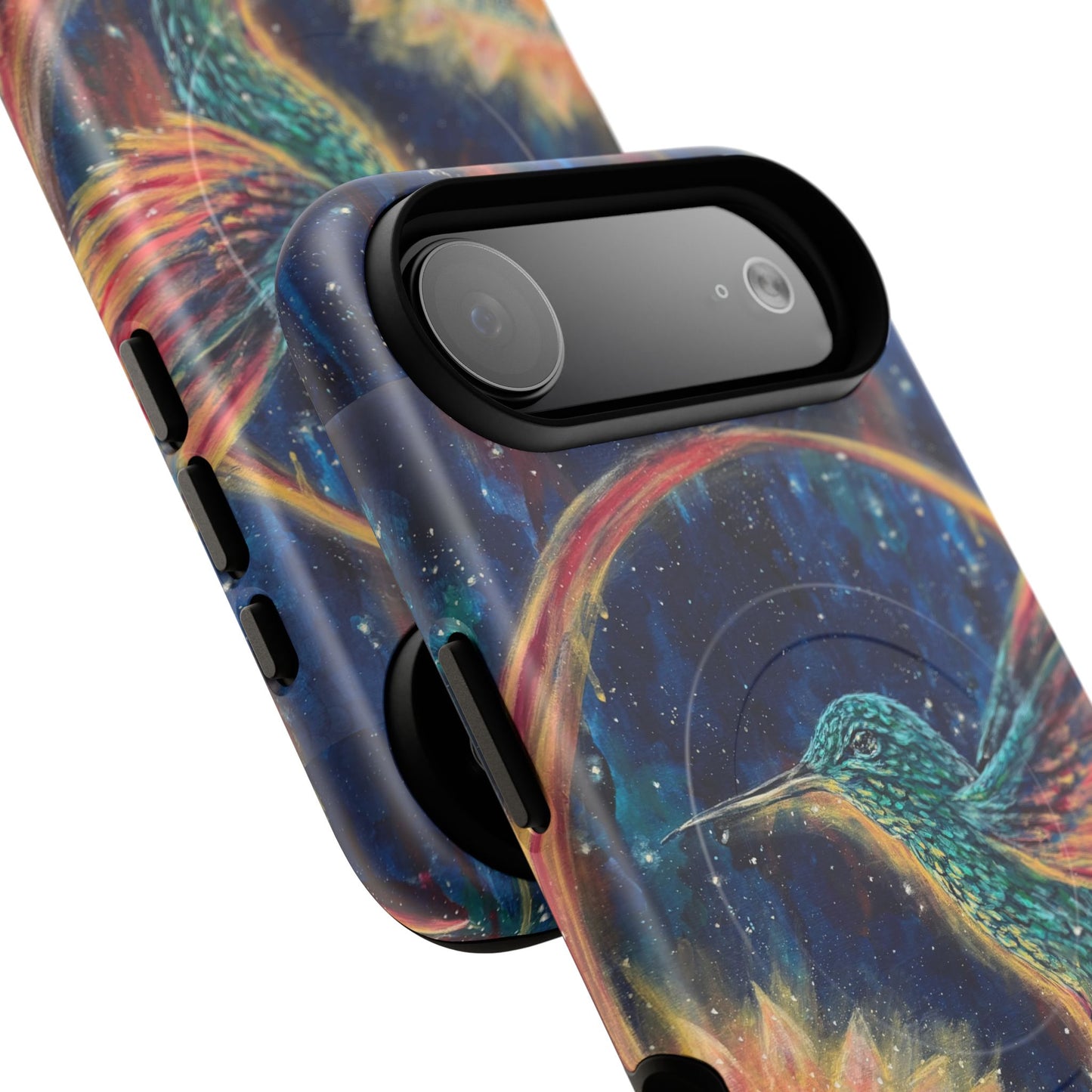 "Continuum" Hummingbird Tough Magnetic iPhone Case Multiple Sizes — Protective MagSafe Compatible Art Case