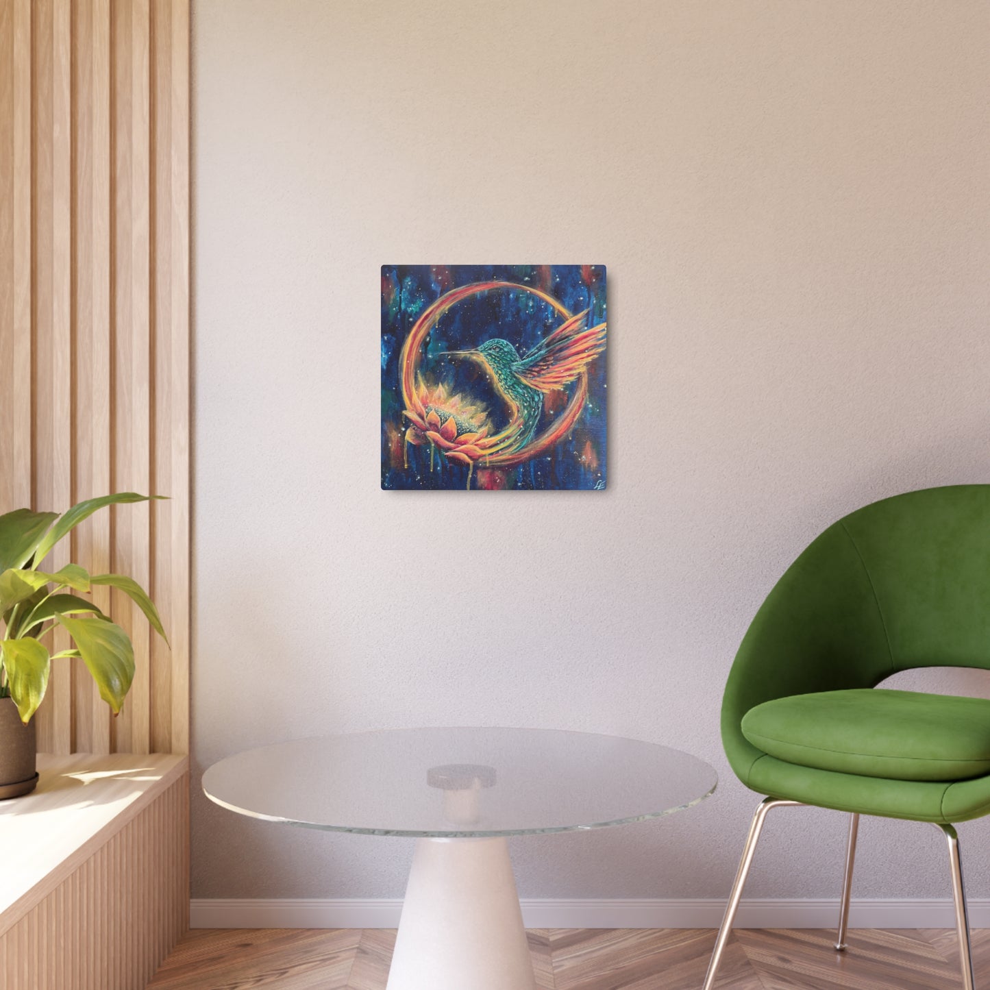 "Continuum" cosmic hummingbird Metal Art Sign