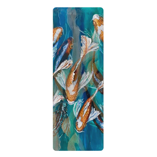 "School of Luck" Koi Pond Rubber Yoga Mat