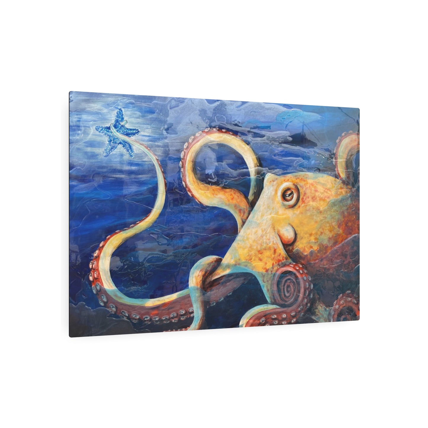 "Starcatcher" Octopus Illustration Metal Art | Ocean Creature Wall Sign, Nautical Decor