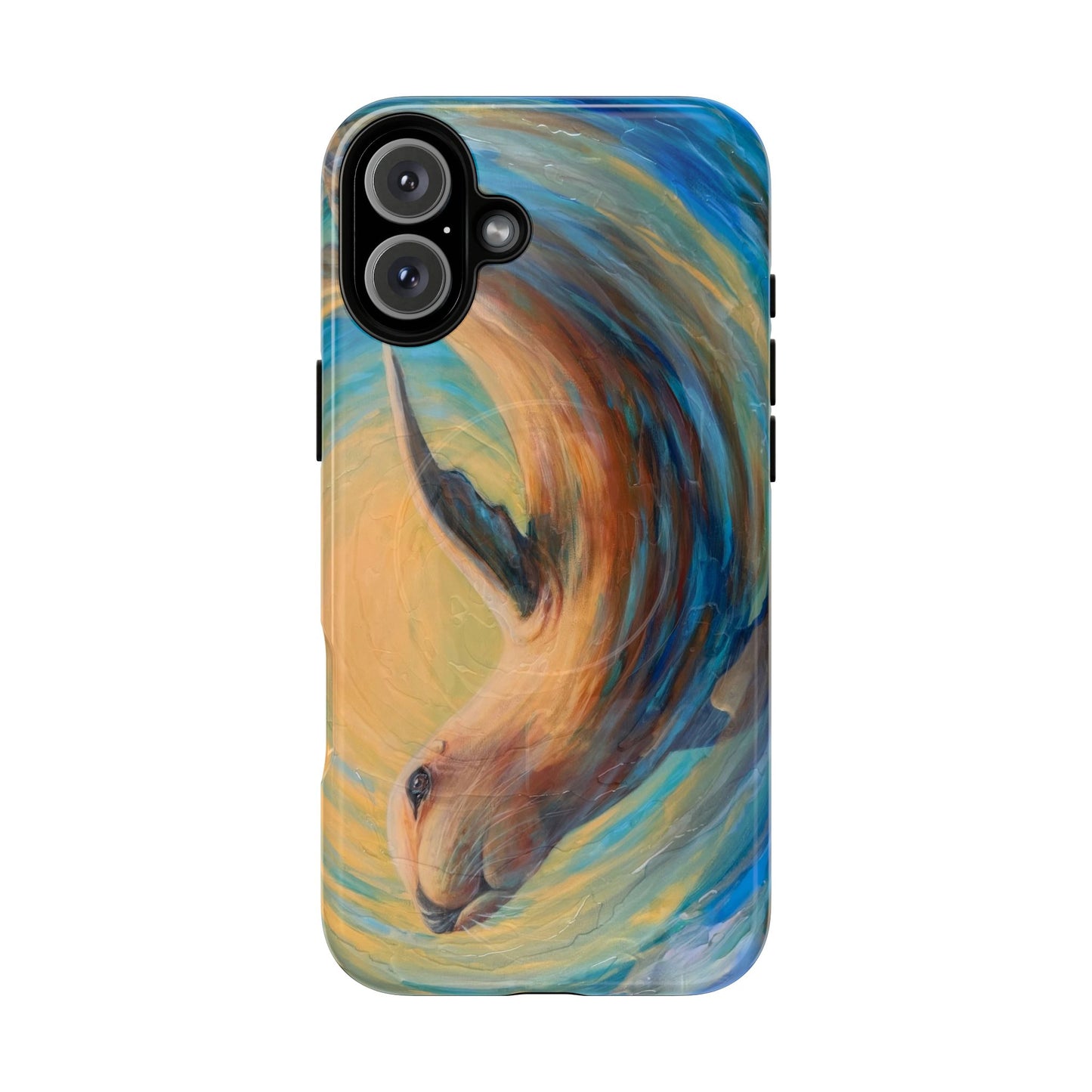 "Through Gilded Tides" Sea Lion in Wave iPhone Case Multiple Sizes| Tough Magnetic Case