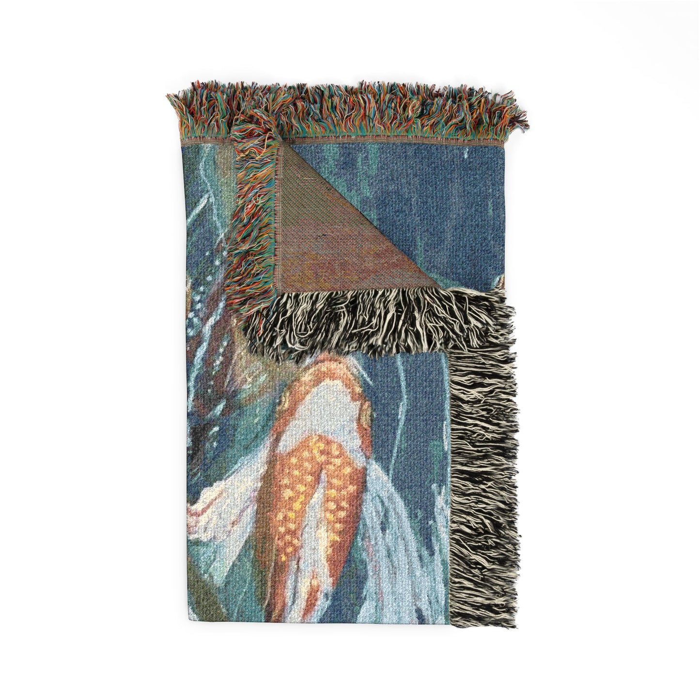 "School of Luck" Koi Fish Woven Blanket — Japanese Koi Pond Throw