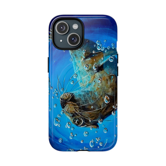 "Arthur" Sea Lion with Bubbles Tough Magnetic iPhone Case — Many sizes
