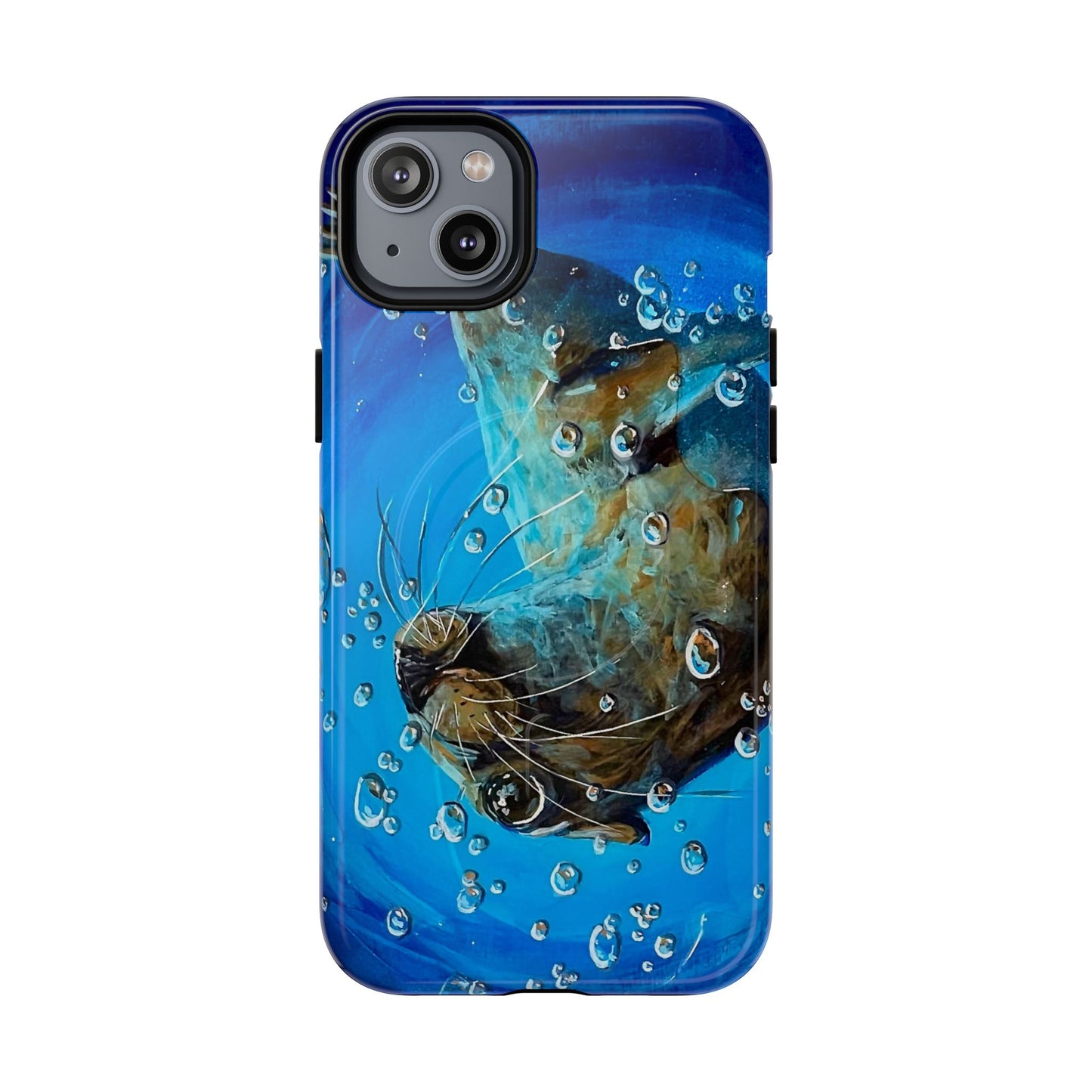 "Arthur" Sea Lion with Bubbles Tough Magnetic iPhone Case — Many sizes