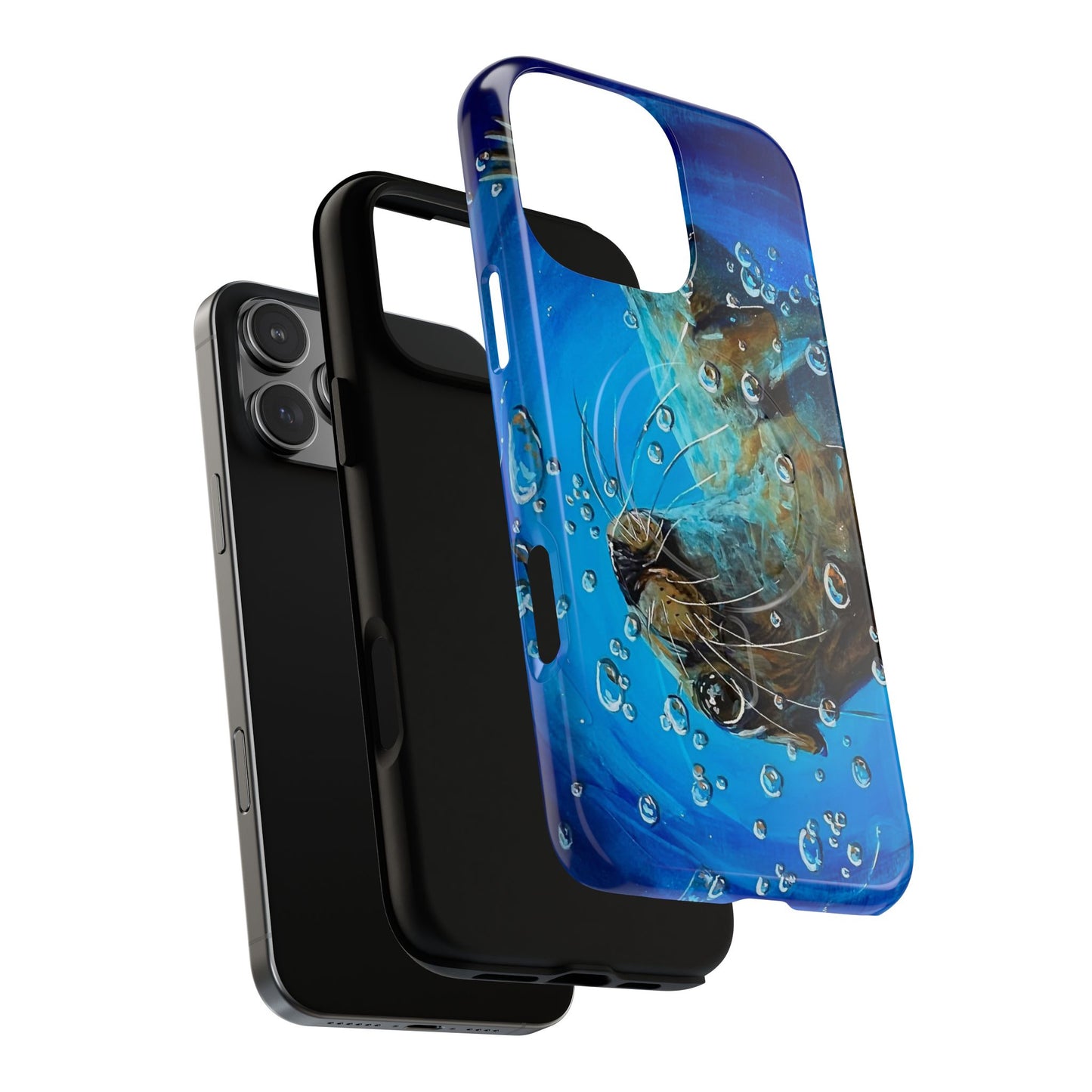 "Arthur" Sea Lion with Bubbles Tough Magnetic iPhone Case — Many sizes