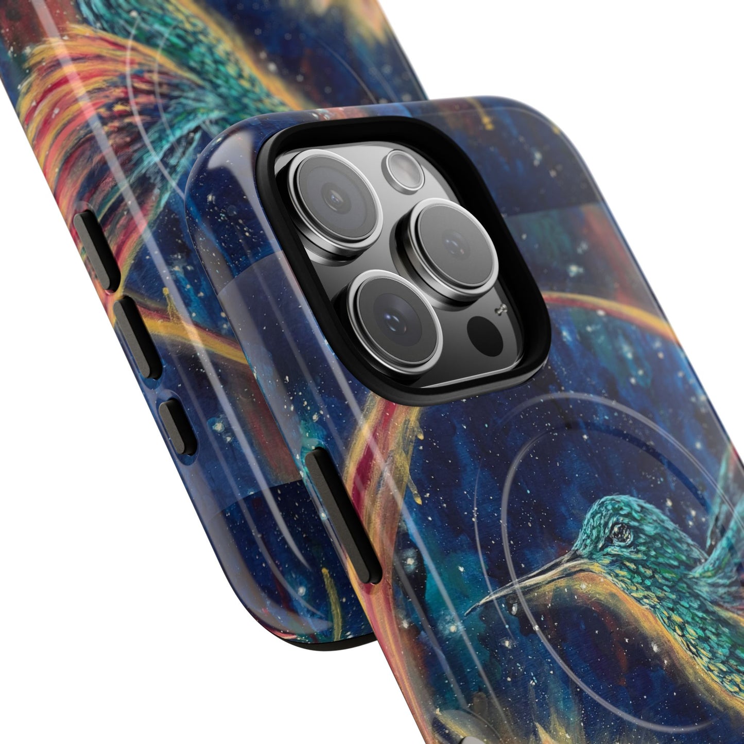 "Continuum" Hummingbird Tough Magnetic iPhone Case Multiple Sizes — Protective MagSafe Compatible Art Case