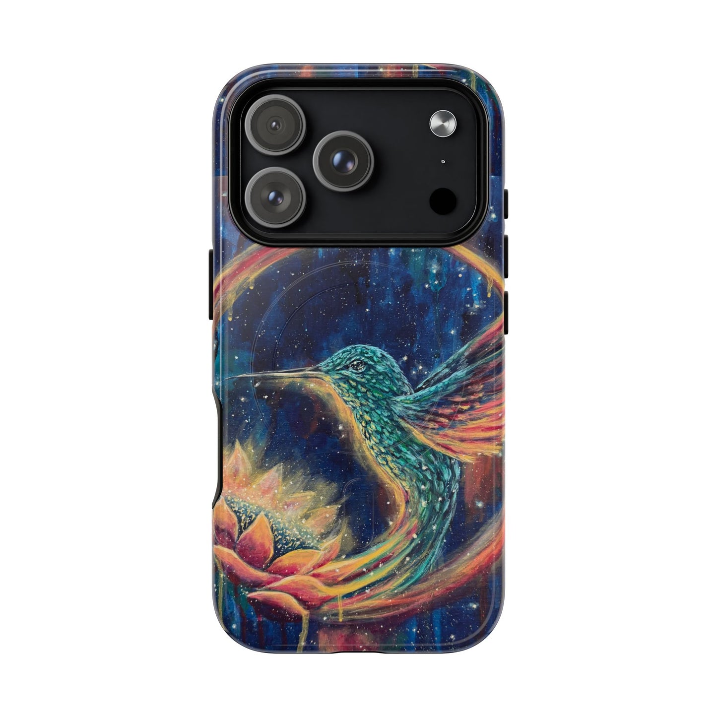 "Continuum" Hummingbird Tough Magnetic iPhone Case Multiple Sizes — Protective MagSafe Compatible Art Case