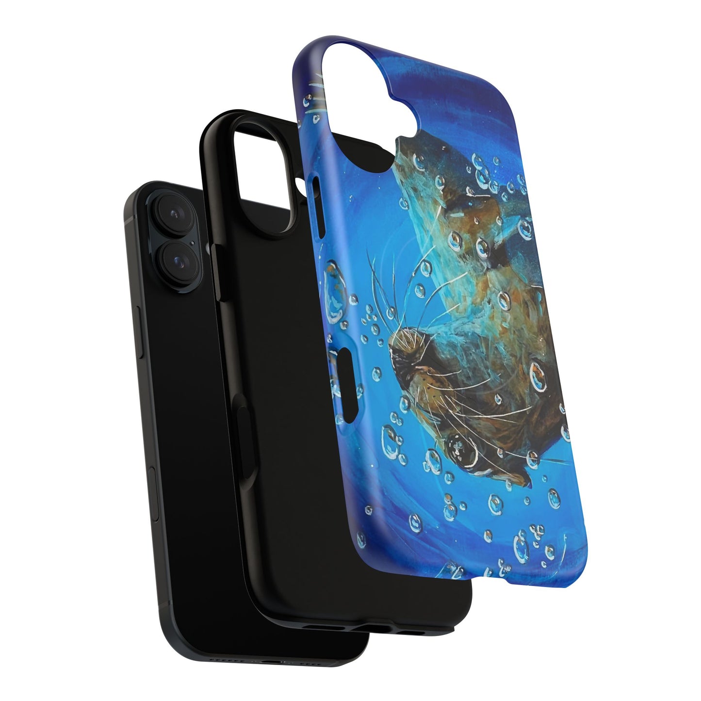 "Arthur" Sea Lion with Bubbles Tough Magnetic iPhone Case — Many sizes
