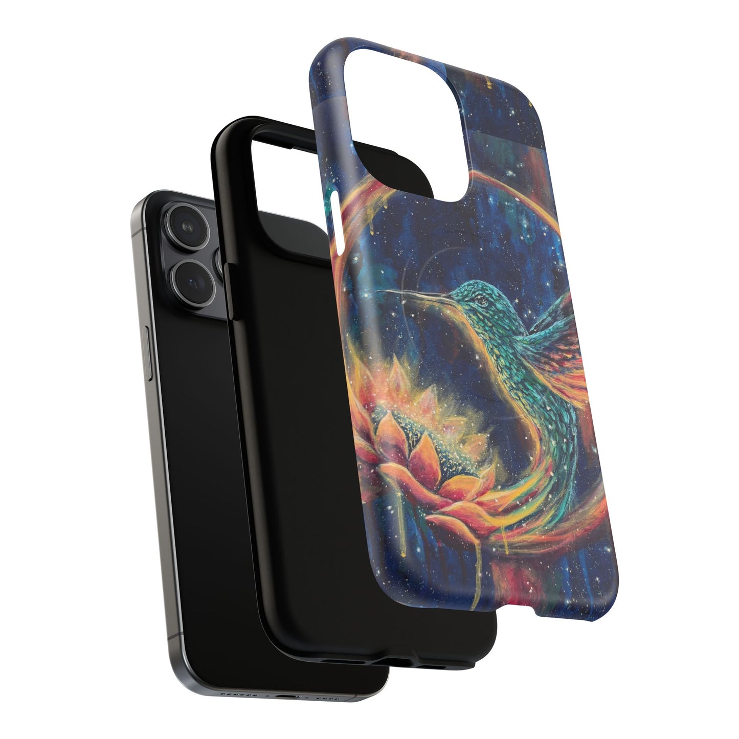 "Continuum" Hummingbird Tough Magnetic iPhone Case Multiple Sizes — Protective MagSafe Compatible Art Case