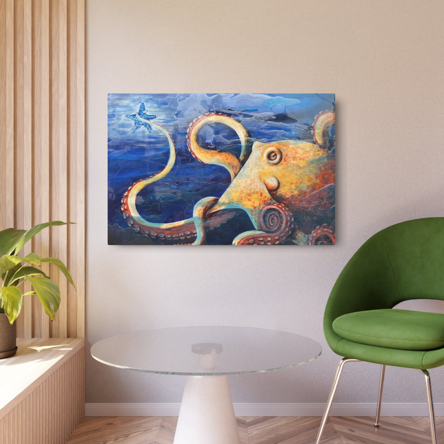 "Starcatcher" Octopus Illustration Metal Art | Ocean Creature Wall Sign, Nautical Decor