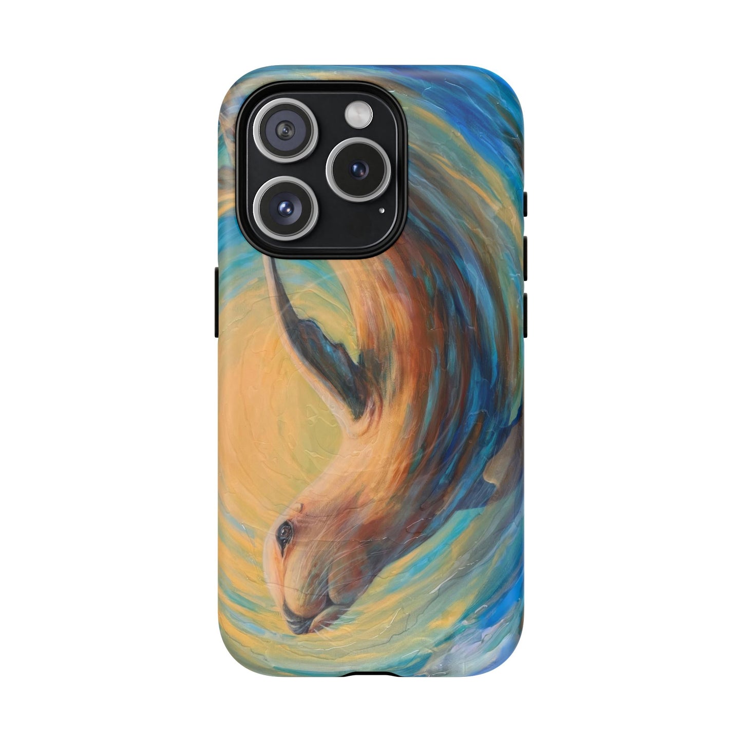 "Through Gilded Tides" Sea Lion in Wave iPhone Case Multiple Sizes| Tough Magnetic Case