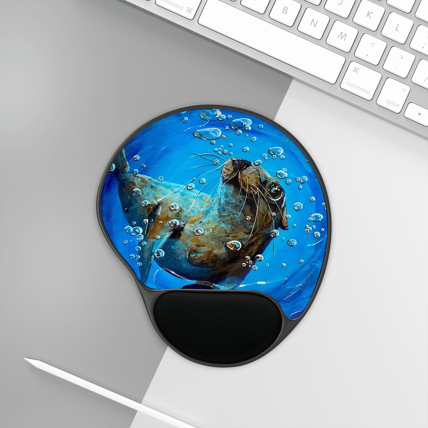 "Arthur" Sea Lion Mouse Pad with Wrist Rest — Cute Underwater Sea Lion Design
