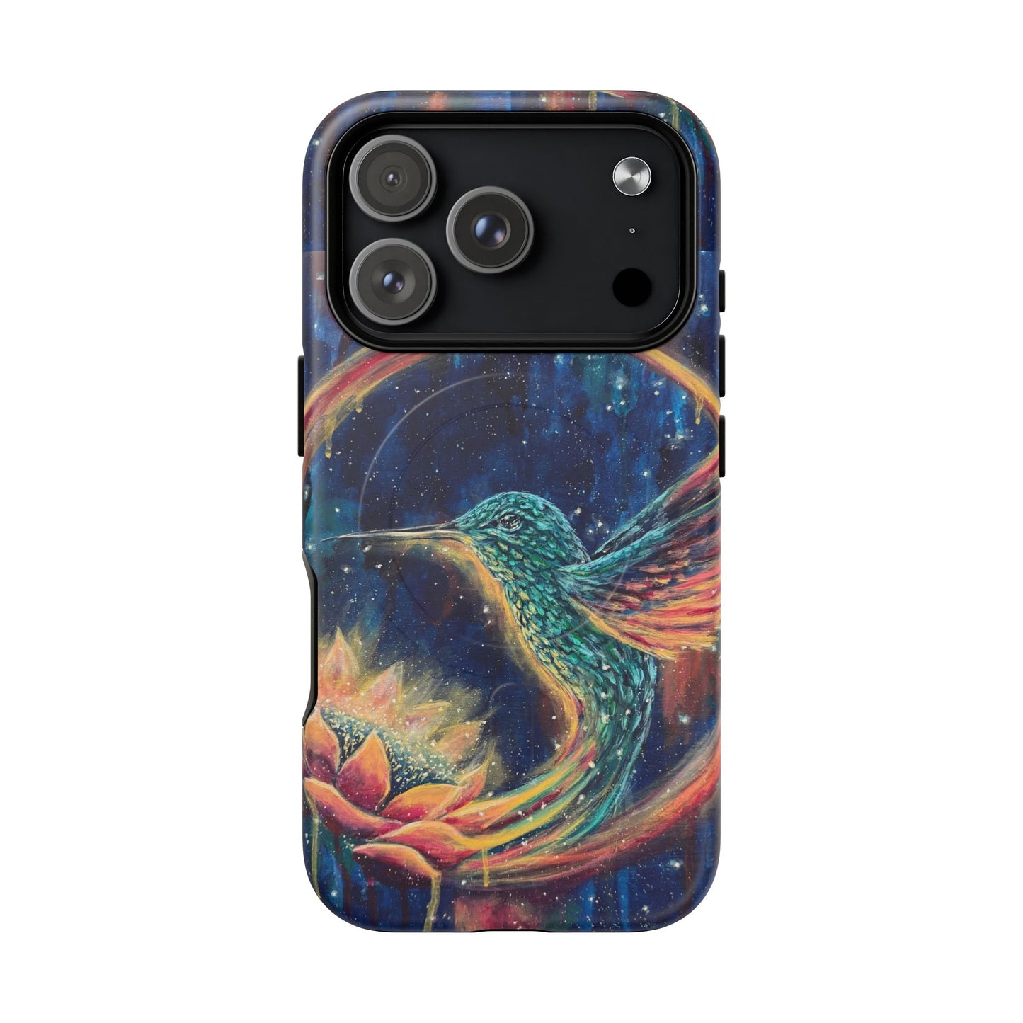 "Continuum" Hummingbird Tough Magnetic iPhone Case Multiple Sizes — Protective MagSafe Compatible Art Case