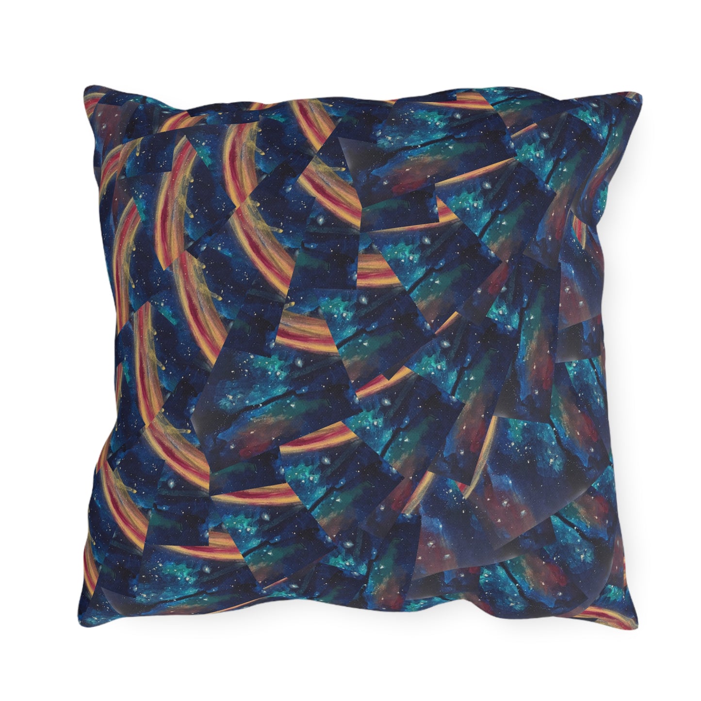 "Continuum" Hummingbird & Lotus Outdoor Pillow — Colorful Garden Accent Cushion for Patio, Porch & Sunroom