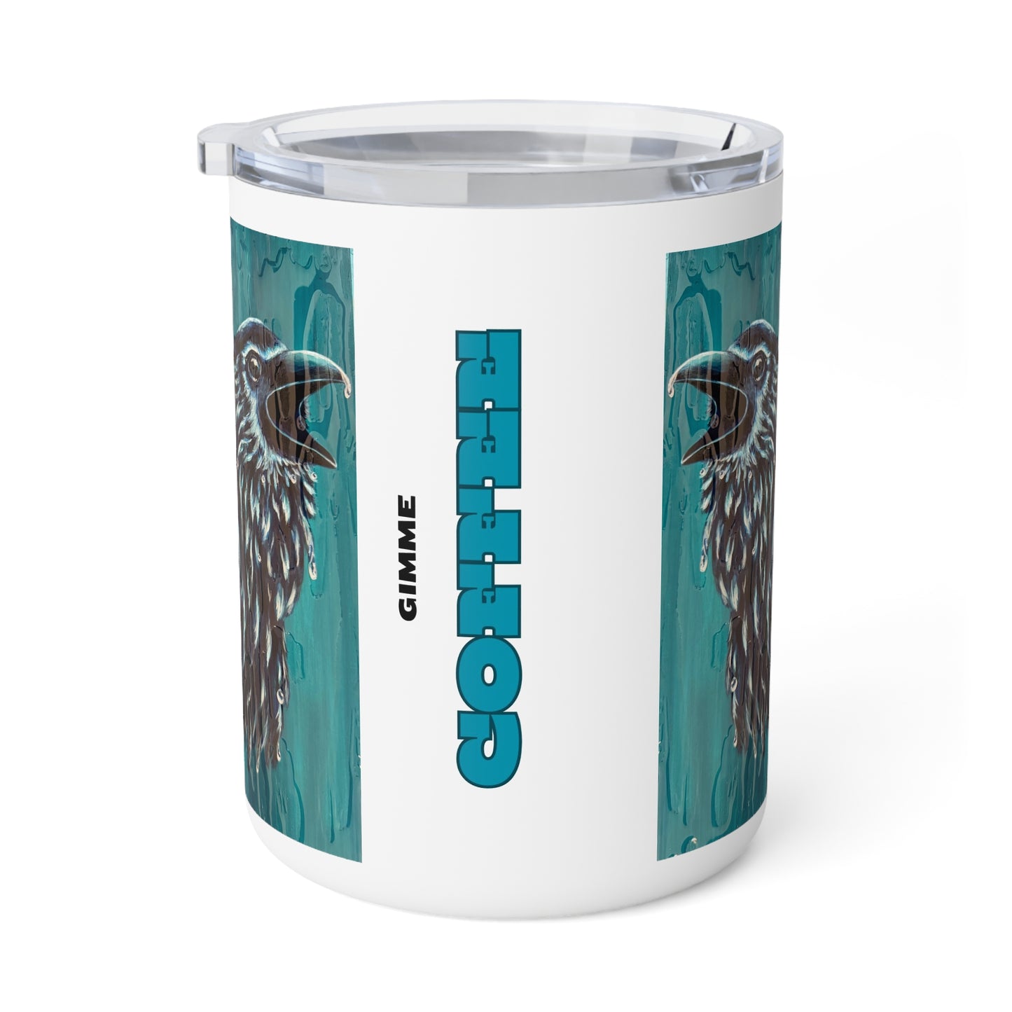 "Ravin' in the Rain" Gimme Coffee Raven Insulated Coffee Mug, 10oz