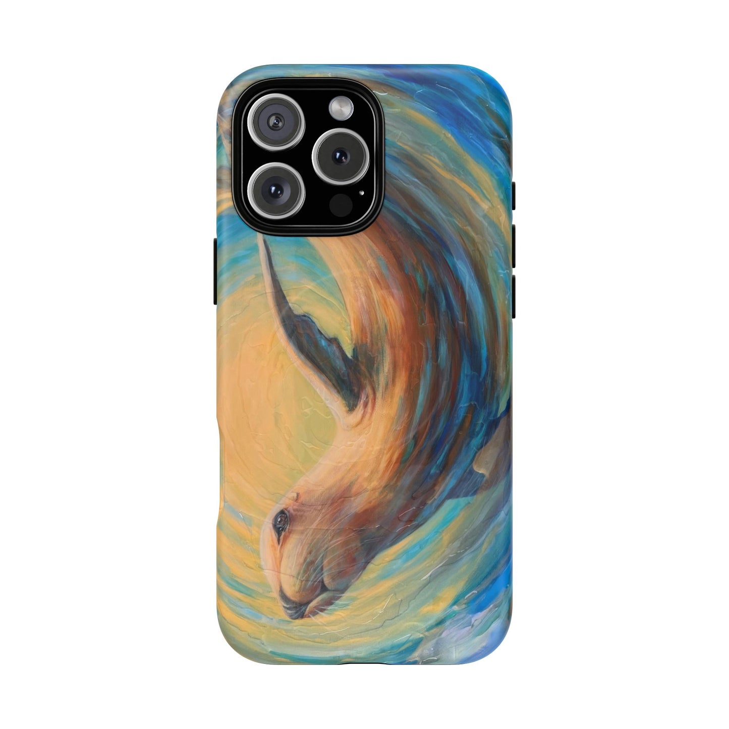 "Through Gilded Tides" Sea Lion in Wave iPhone Case Multiple Sizes| Tough Magnetic Case