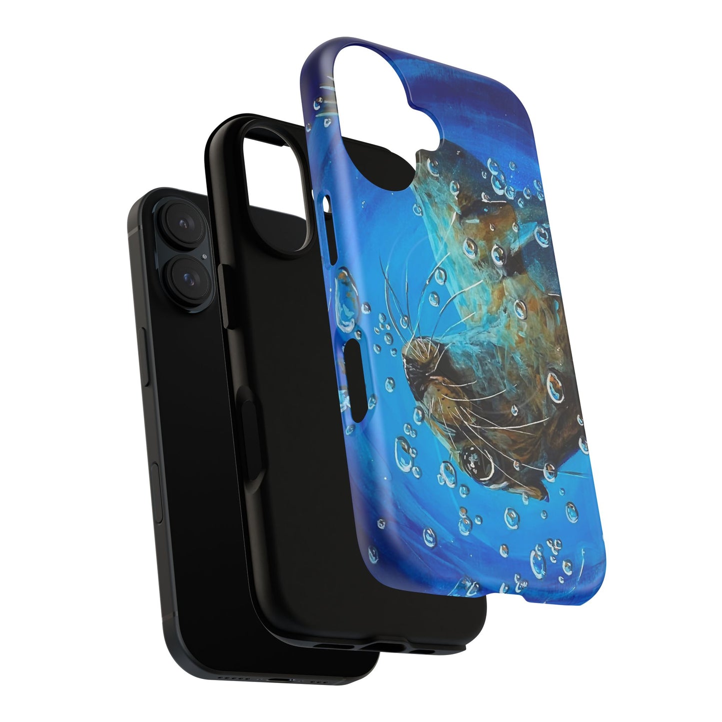 "Arthur" Sea Lion with Bubbles Tough Magnetic iPhone Case — Many sizes