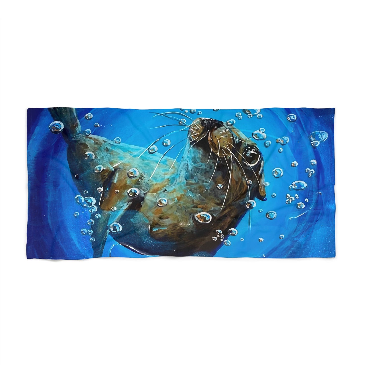 "Arthur" Sea Lion Underwater Beach Towel — Playful Ocean Animal Print