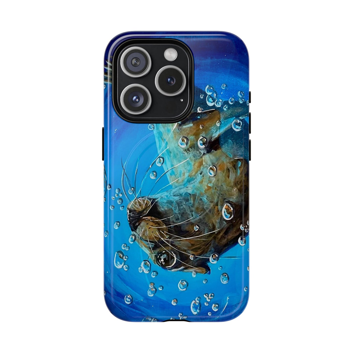 "Arthur" Sea Lion with Bubbles Tough Magnetic iPhone Case — Many sizes