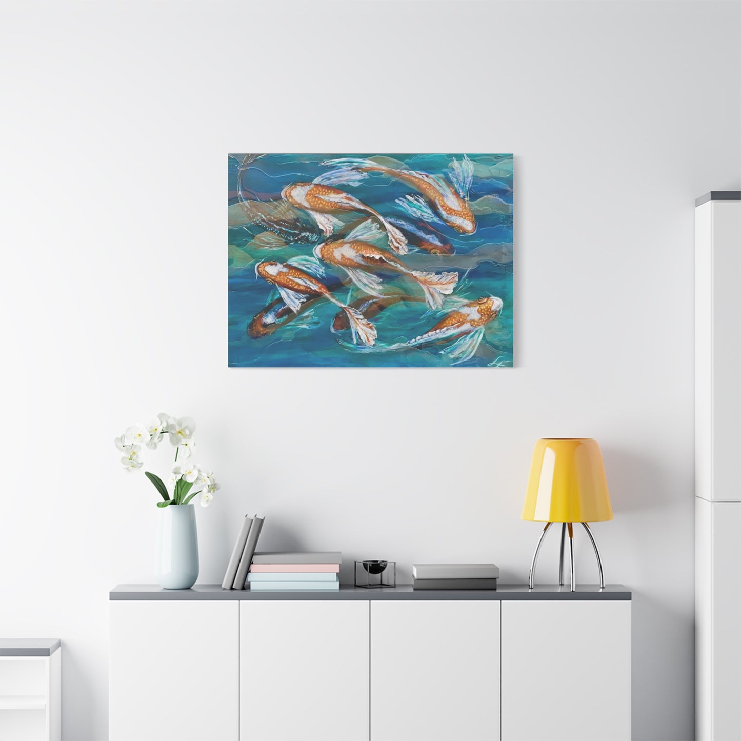 "School of Luck" Koi Fish Matte Canvas