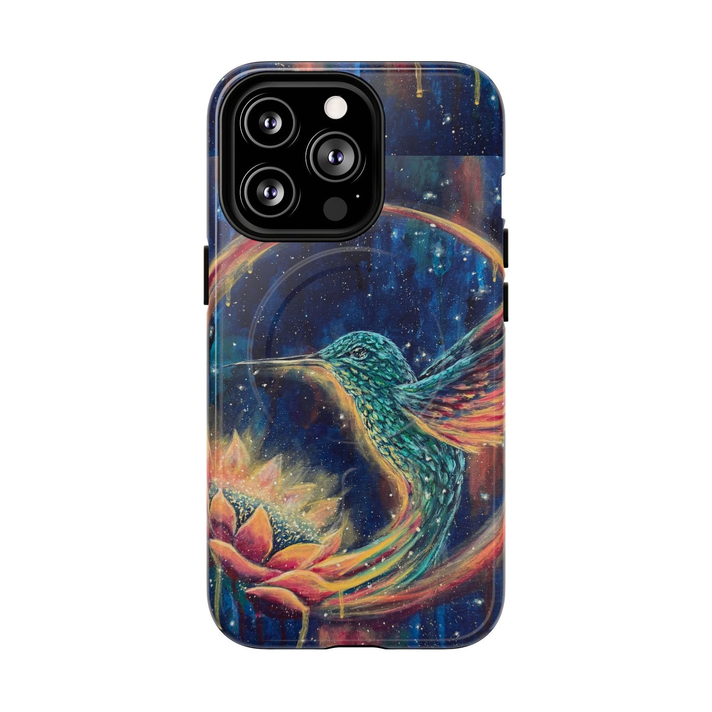 "Continuum" Hummingbird Tough Magnetic iPhone Case Multiple Sizes — Protective MagSafe Compatible Art Case
