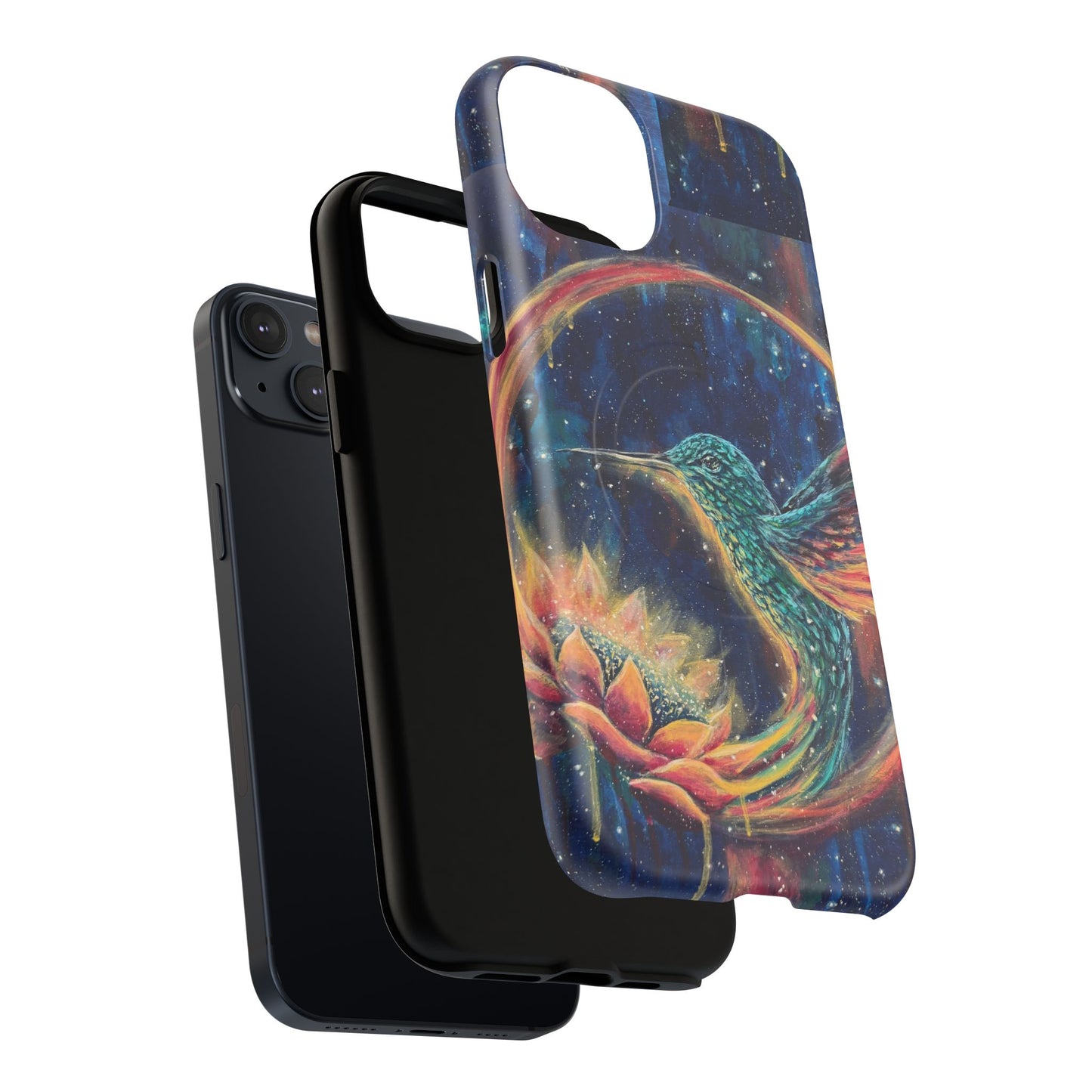 "Continuum" Hummingbird Tough Magnetic iPhone Case Multiple Sizes — Protective MagSafe Compatible Art Case