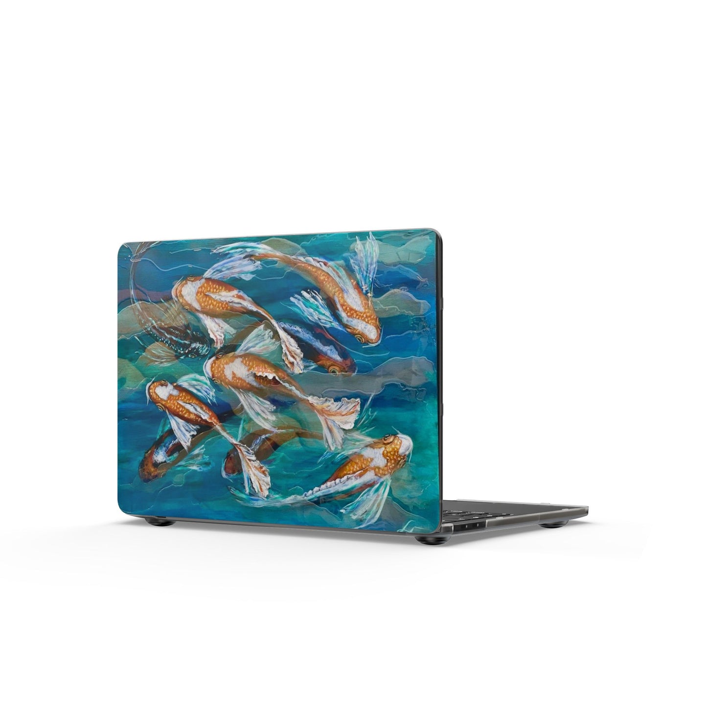 "School of Luck" Koi Fish Matte MacBook Case — Serene Blue Pond Laptop Cover