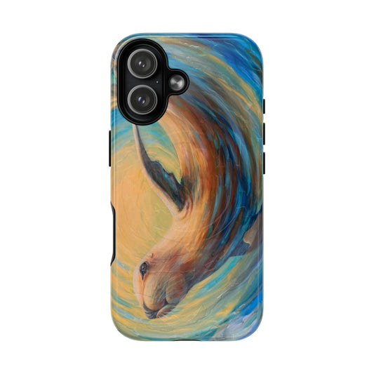 "Through Gilded Tides" Sea Lion in Wave iPhone Case Multiple Sizes| Tough Magnetic Case